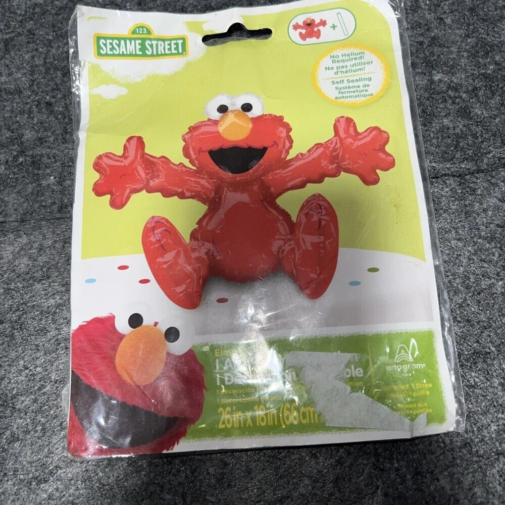Sesame Street Elmo Balloon Foil Air-Fill Balloon Decoration 26” X 18” - New